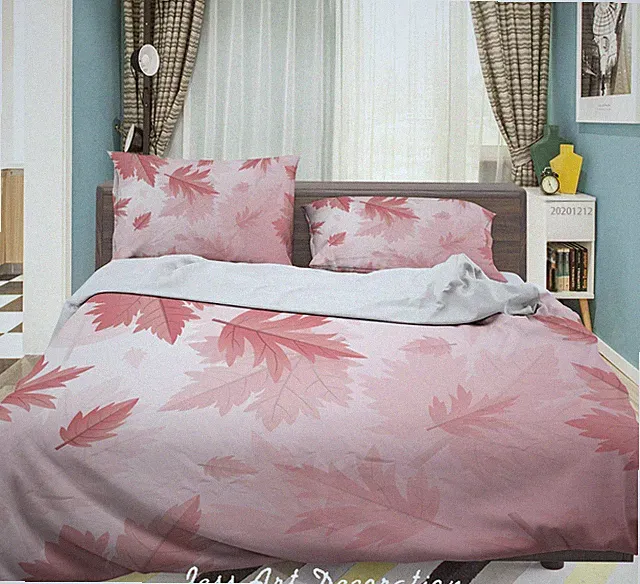 3D Autumn Leaves Plant Quilt Cover Set Bedding Sets Pillowcases Queen 2