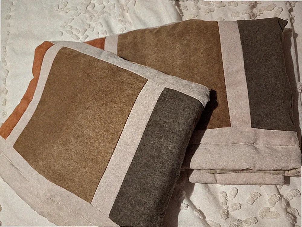 Block Style Brushed Cotton Fall Colors Standard Shams Two New