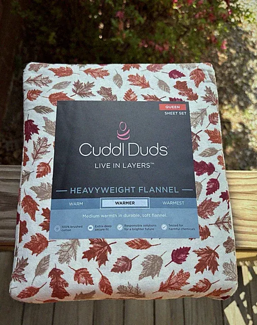 Cuddl Duds Heavyweight Flannel Queen Cotton Sheet Set Autumn/Fall Moody Leaves