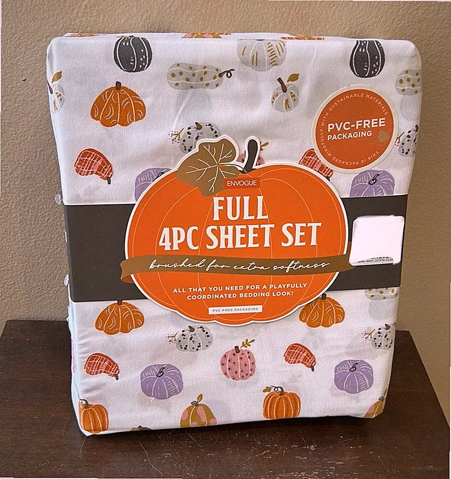 Envogue 4 Pc Full Sheet Set New Pumpkin Print Fall Thanksgiving
