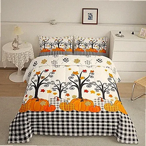 Harvest Comforter Set Size,Kids Adults Bedroom/Country Queen Fall Pumpkin