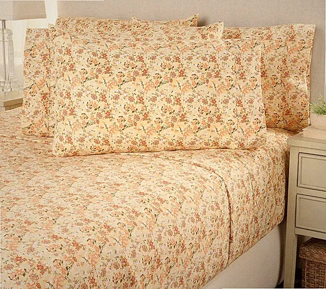 Home Reflections Double Brushed Harvest Printed 6pc Sheet Set Full Fall Floral