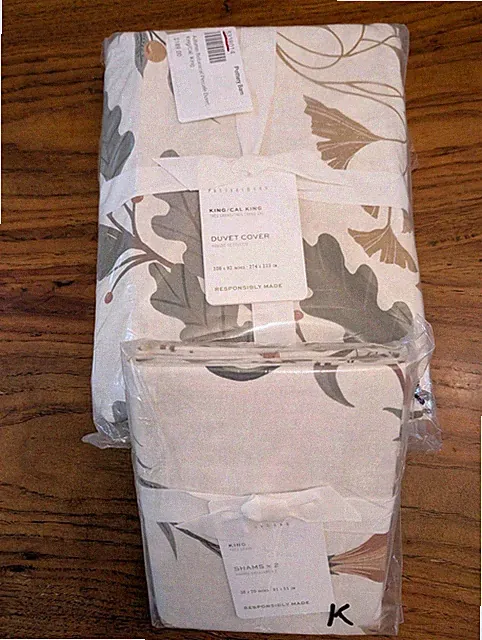 POTTERY BARN Autumn Botanical Percale Duvet Cover-King/CKing+2 King Shams-NWT