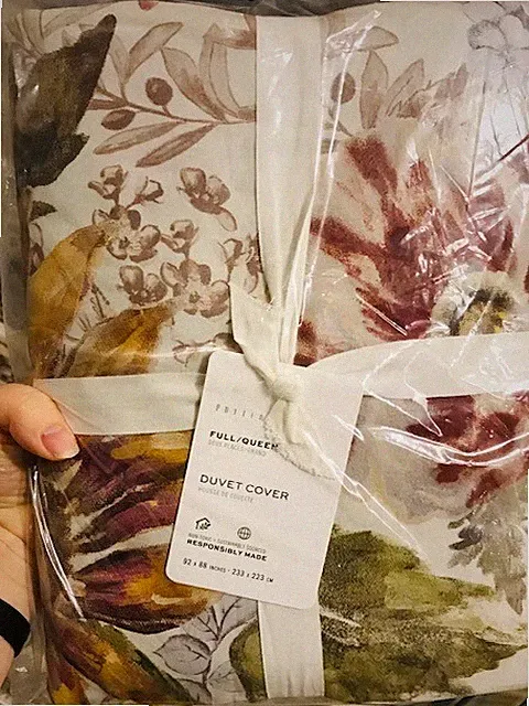 Pottery Barn Autumnal Floral Duvet Cover Queen 2 Euro Shams Botanical 3pc New🦩