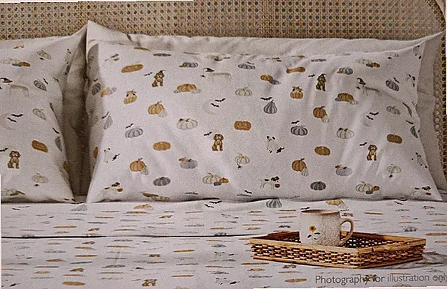 Sophie Allport Paws Pumpkin Standard Pillowcases Set of 2 Dog Halloween Fall Bat