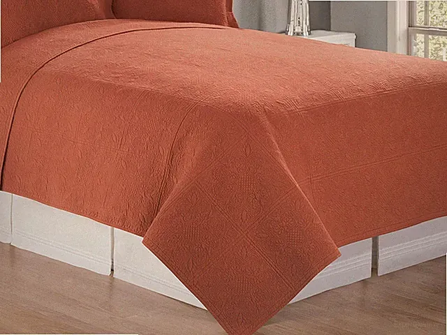 TERRA COTTA Twin Full Queen or King QUILT : RUSTIC ORANGE TILE MATELASSE FALL