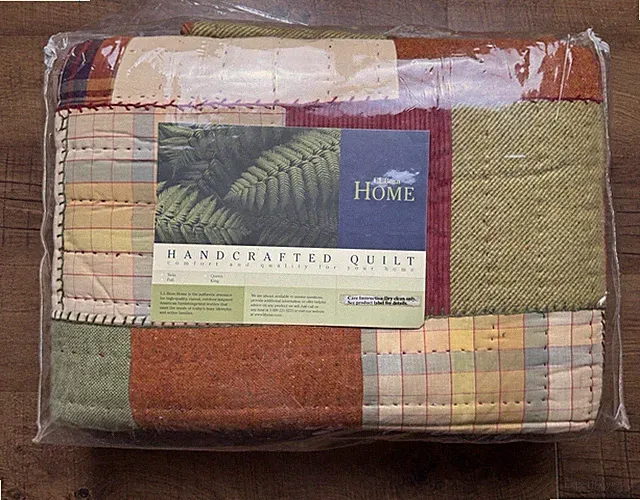 Vintage L.L. Bean Home Autumn Patchwork Quilt Wool/Cotton King NEW - RARE